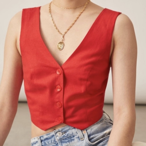 Anthropologie Jackets & Blazers - Anthropologie X Mare Mare Cross Back Vest Red Size XS EUC
